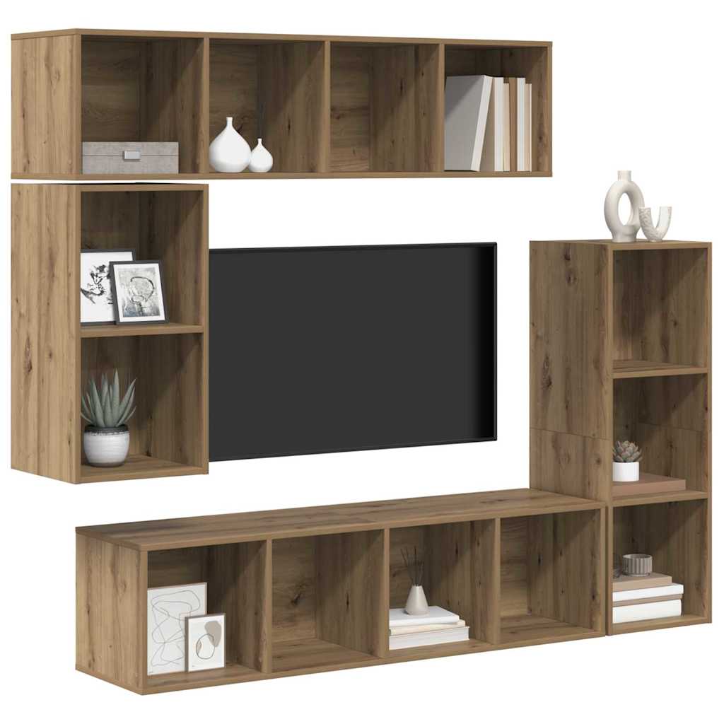 Ensemble meuble TV 4 pc Chêne artisanal Bois d'ingénierie