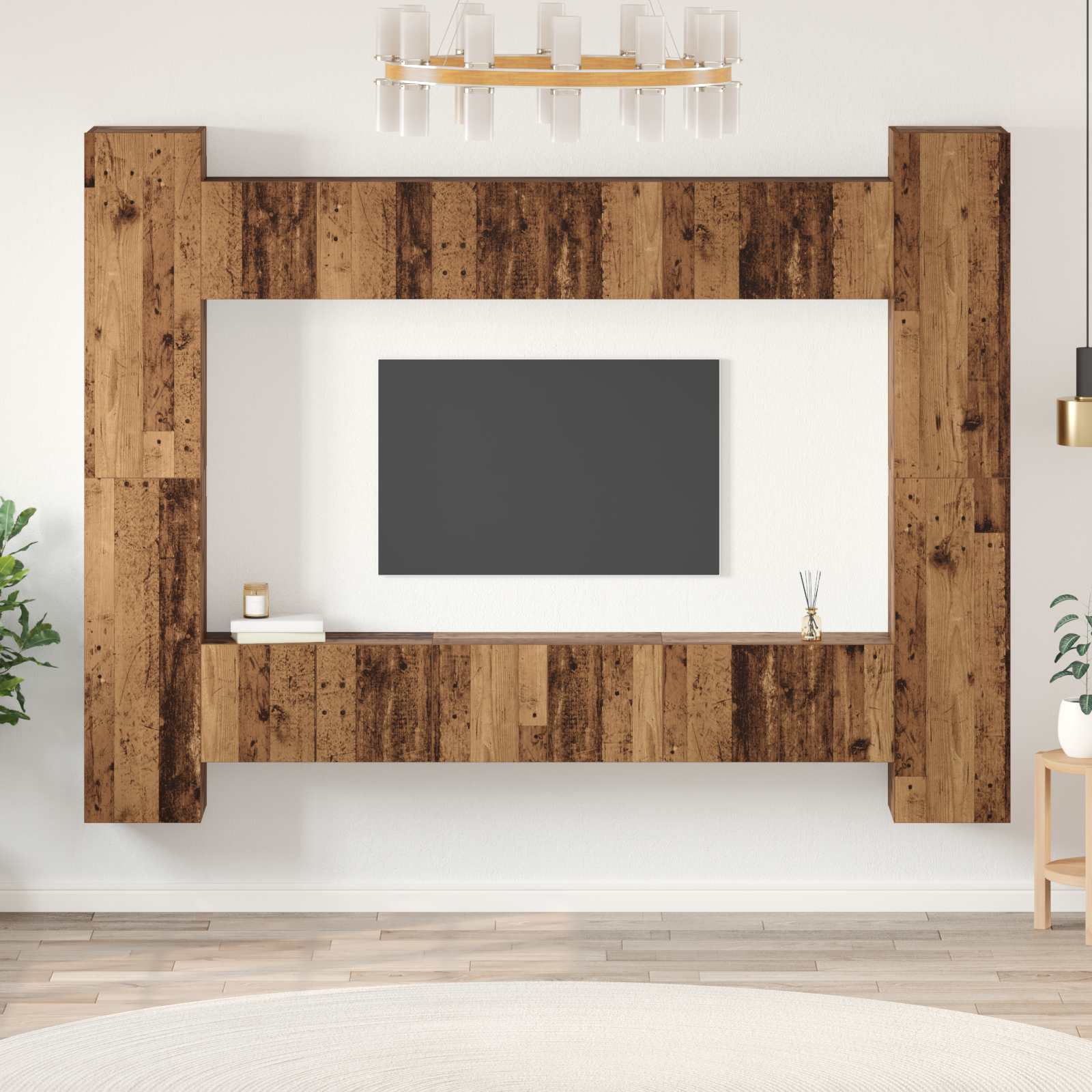 Ensemble meuble TV 10 pc Bois Ancien Bois d'ingénierie