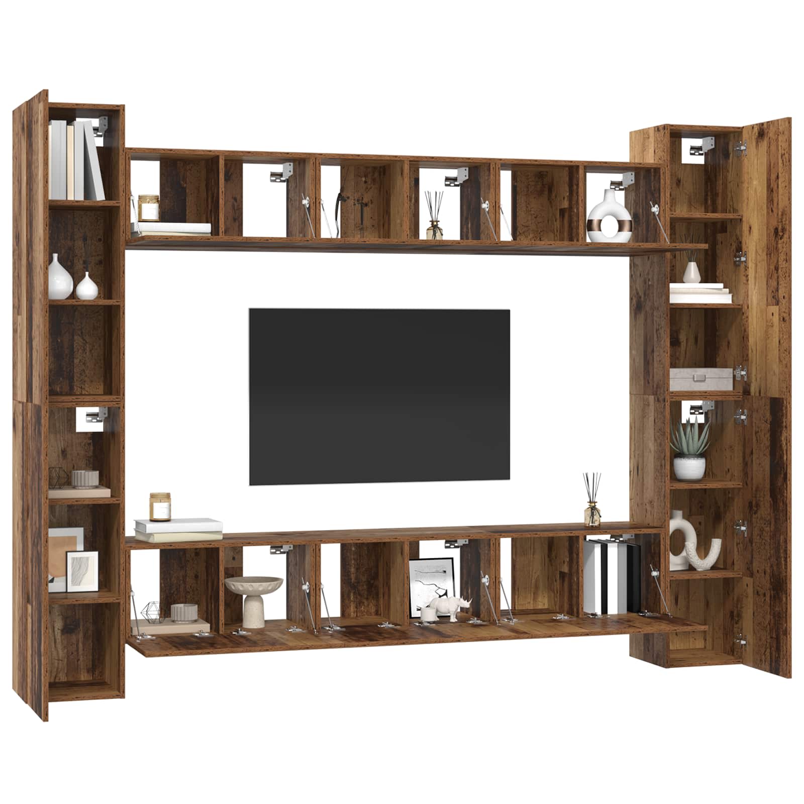 Ensemble meuble TV 10 pc Bois Ancien Bois d'ingénierie