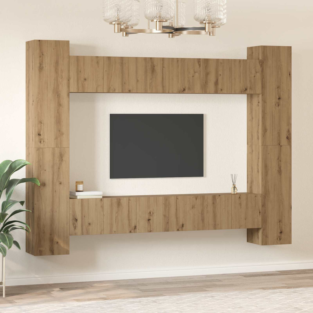 Ensemble meuble TV 10 pc Chêne artisanal Bois d'ingénierie