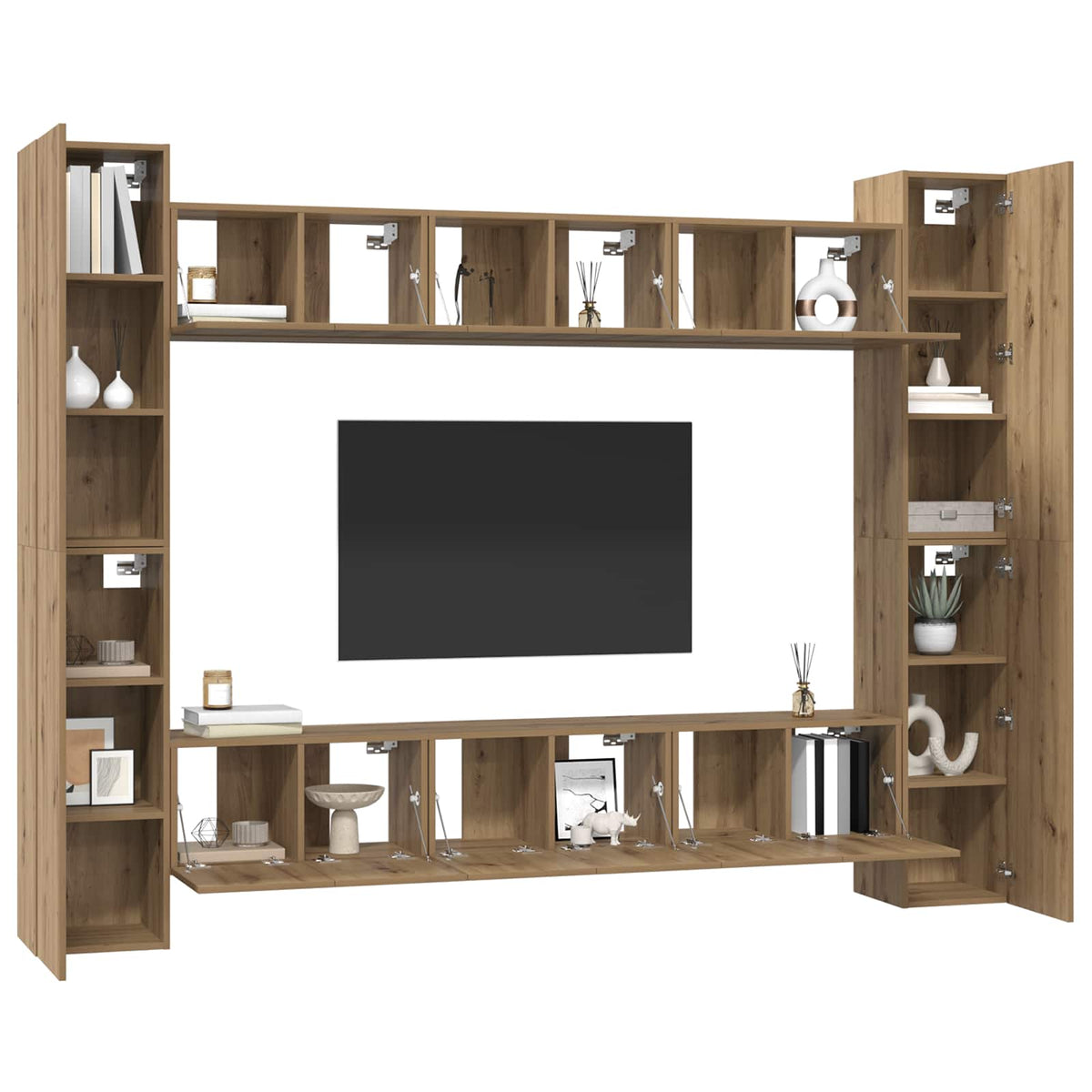 Ensemble meuble TV 10 pc Chêne artisanal Bois d'ingénierie