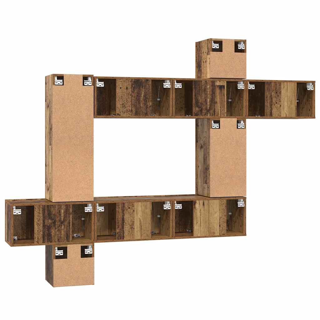 Ensemble meuble TV 10 pcs Bois ancien 30,5 x 30 x 90 cm - XIOS