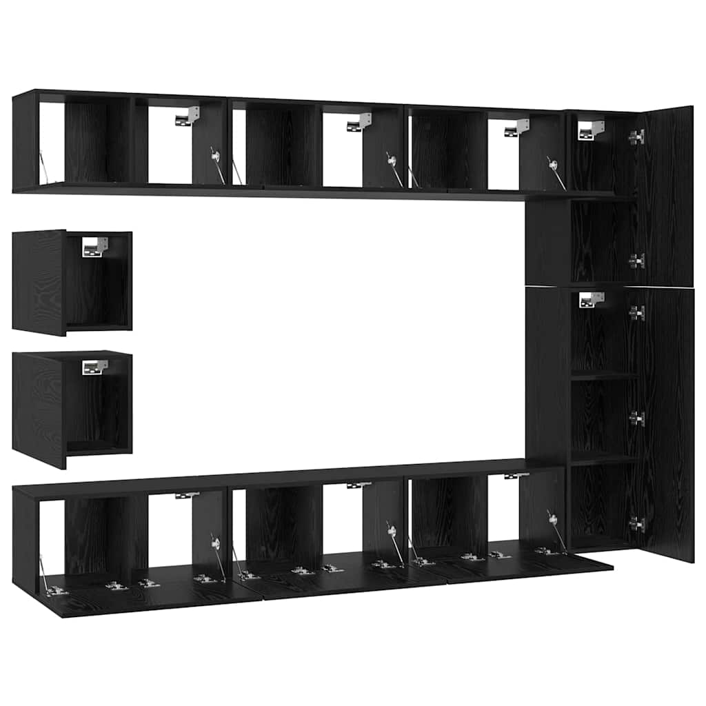 Ensemble meuble TV 10 pcs Chêne noir Bois d'ingénierie - XIOS
