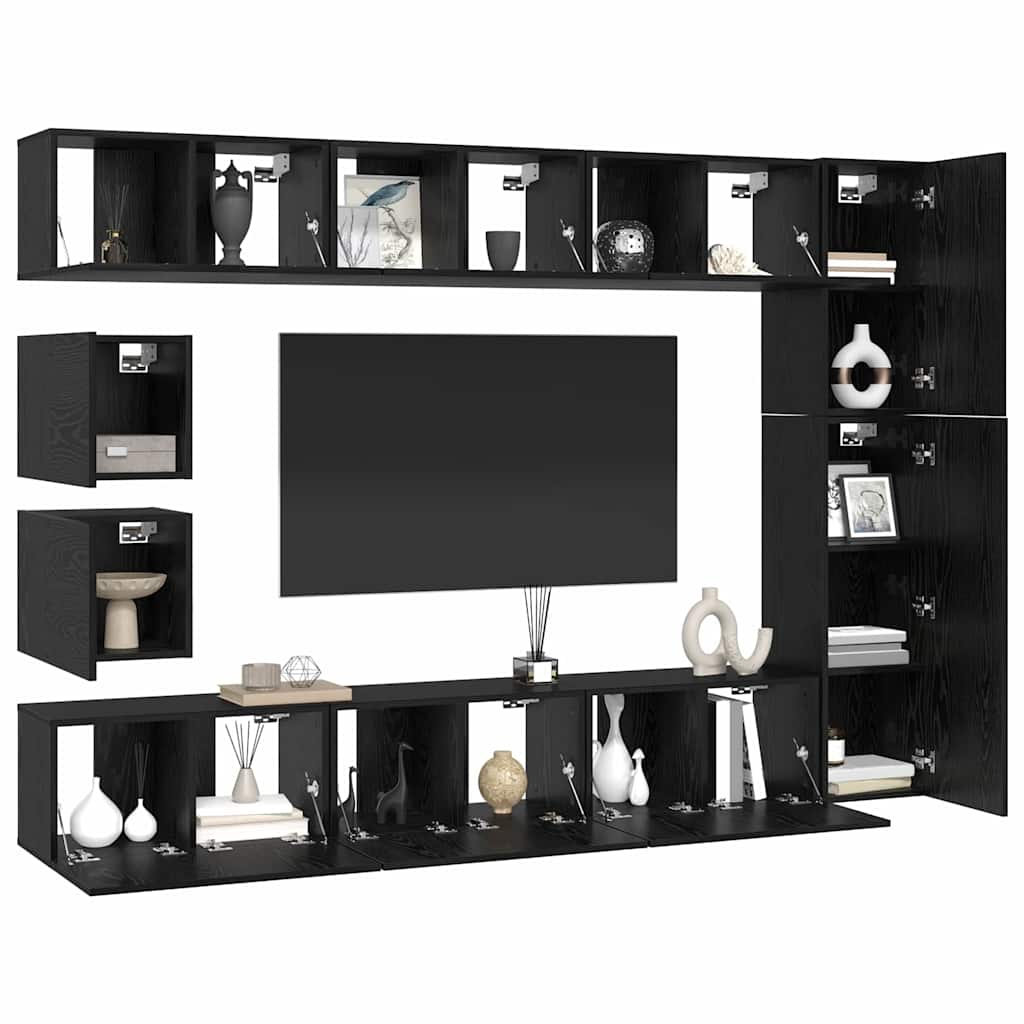 Ensemble meuble TV 10 pcs Chêne noir Bois d'ingénierie - XIOS