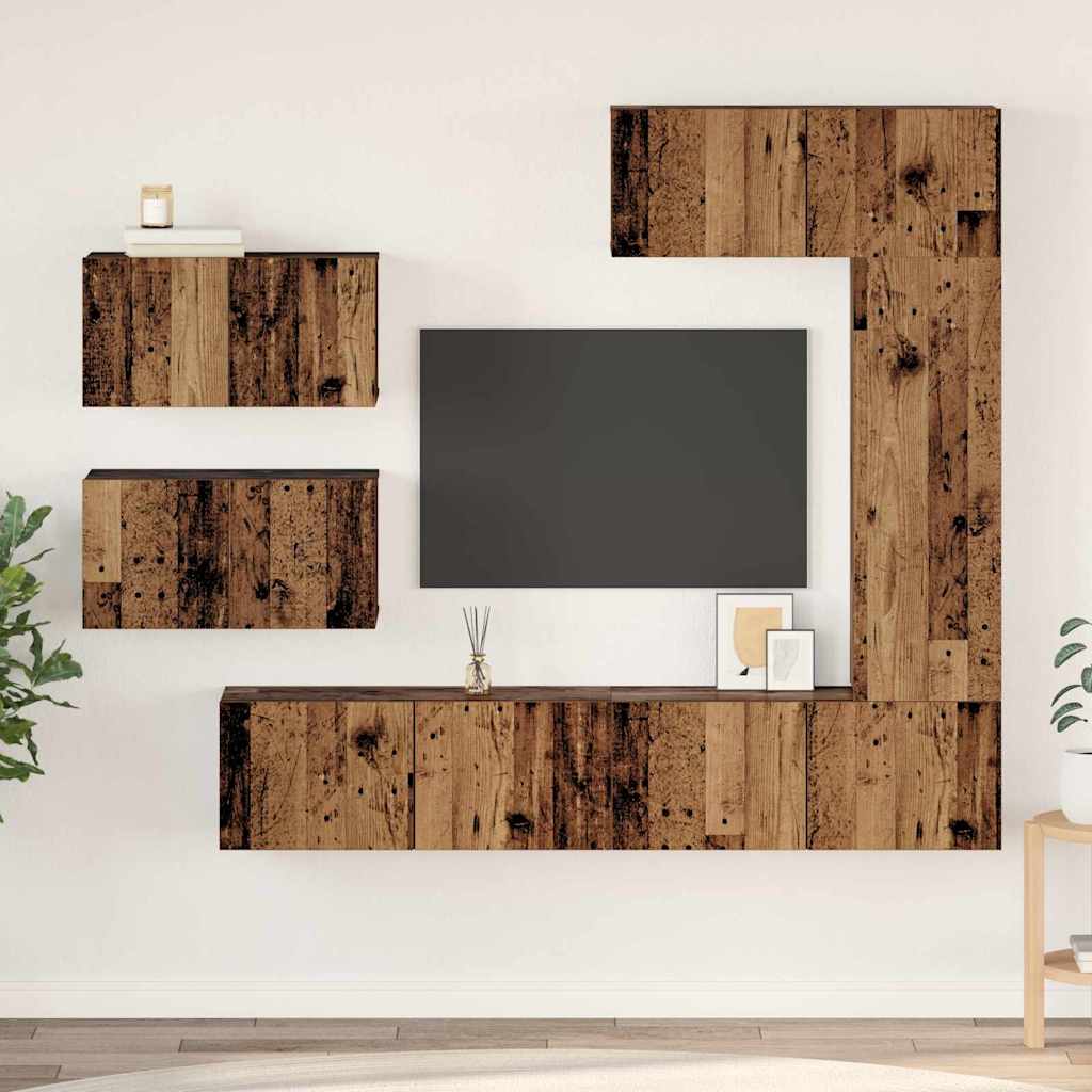 Ensemble meuble TV 6 pc Bois Ancien Bois d'ingénierie