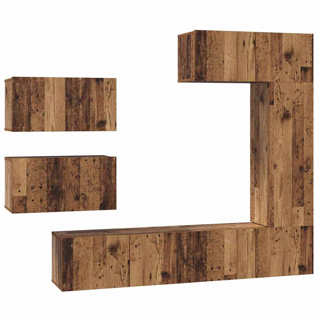 Ensemble meuble TV 6 pc Bois Ancien Bois d'ingénierie