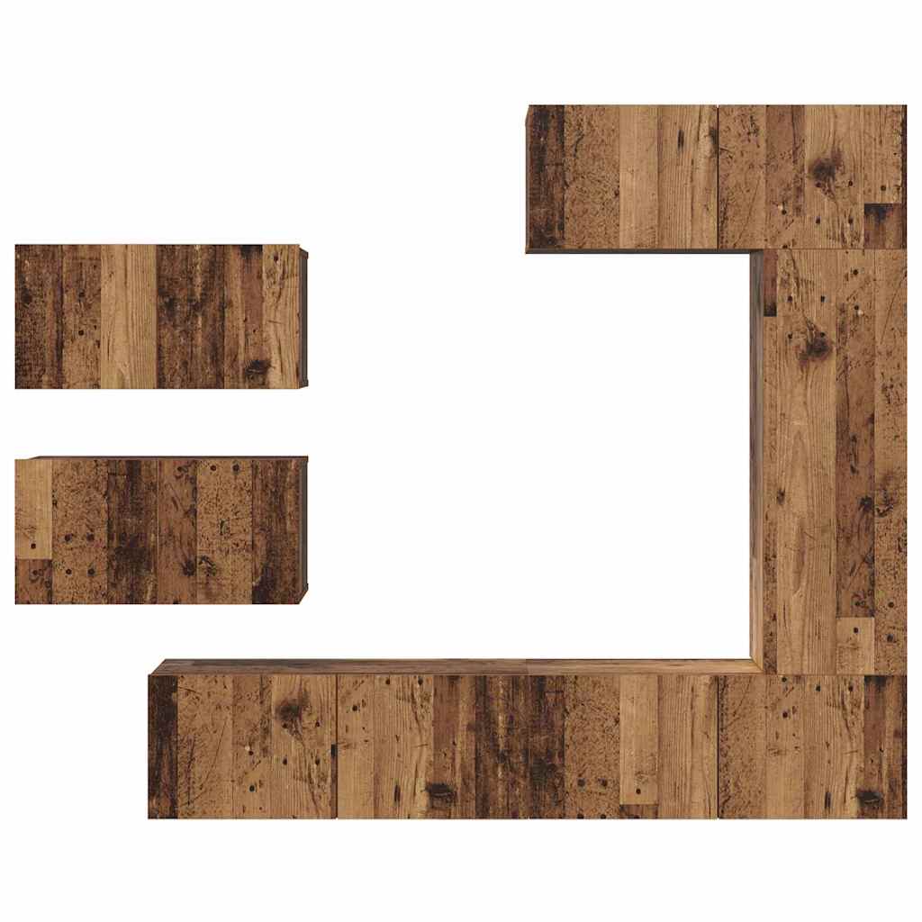 Ensemble meuble TV 6 pc Bois Ancien Bois d'ingénierie