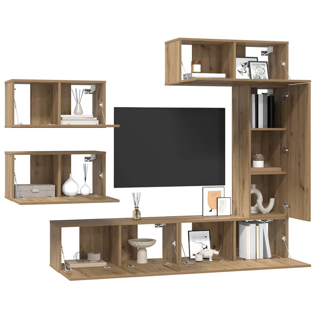 Ensemble meuble TV 6 pcs Chêne artisanal Bois d'ingénierie - XIOS