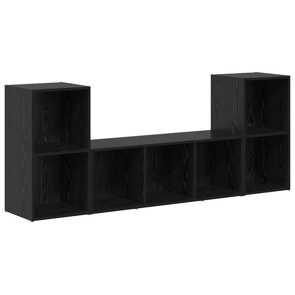 Meuble TV 3 pcs Noir 107 x 35 x 37 cm Bois d'ingénierie - XIOS