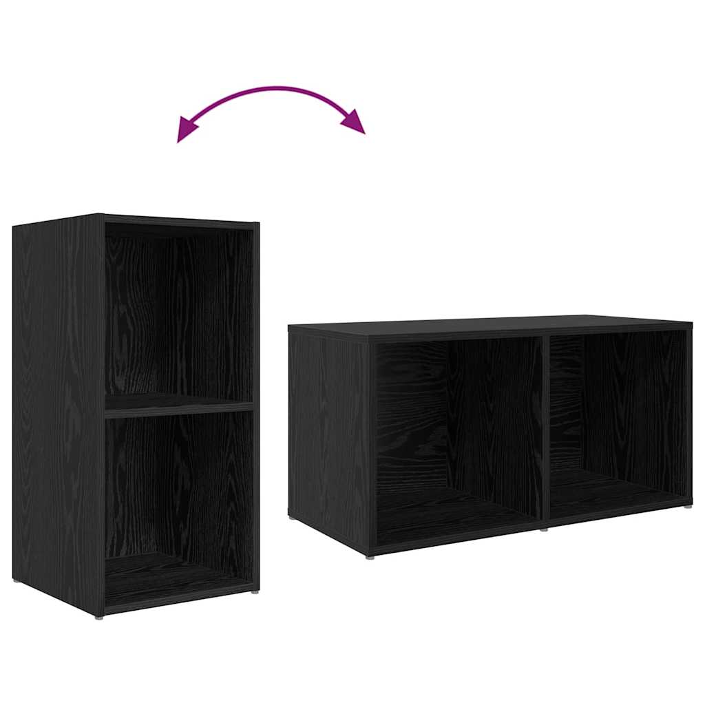 Meuble TV 3 pcs Noir 107 x 35 x 37 cm Bois d'ingénierie - XIOS