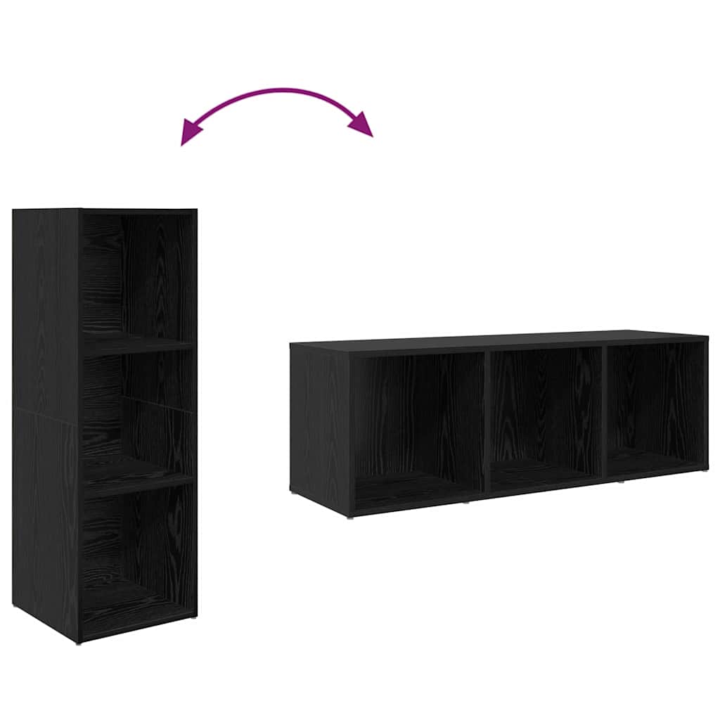 Meuble TV 3 pcs Noir 107 x 35 x 37 cm Bois d'ingénierie - XIOS