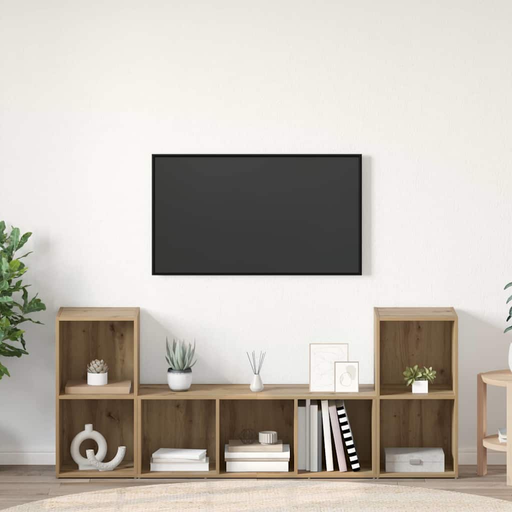 Meuble TV 3 pcs Marron 107 x 35 x 37 cm Bois d'ingénierie - XIOS