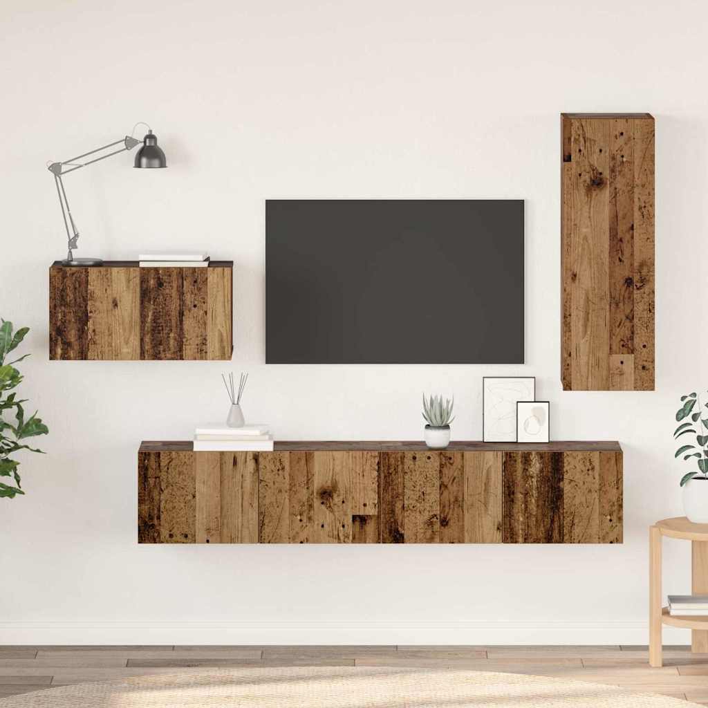 Ensemble meuble TV 4 pcs Bois Ancien Bois d'ingénierie - XIOS