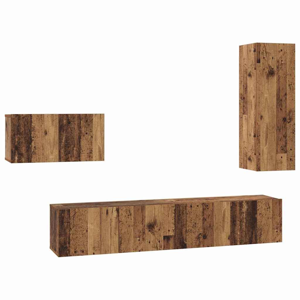 Ensemble meuble TV 4 pcs Bois Ancien Bois d'ingénierie - XIOS
