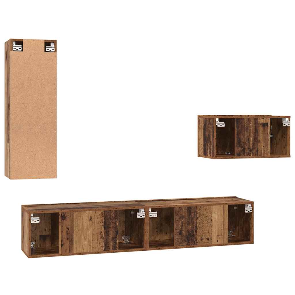 Ensemble meuble TV 4 pcs Bois Ancien Bois d'ingénierie - XIOS