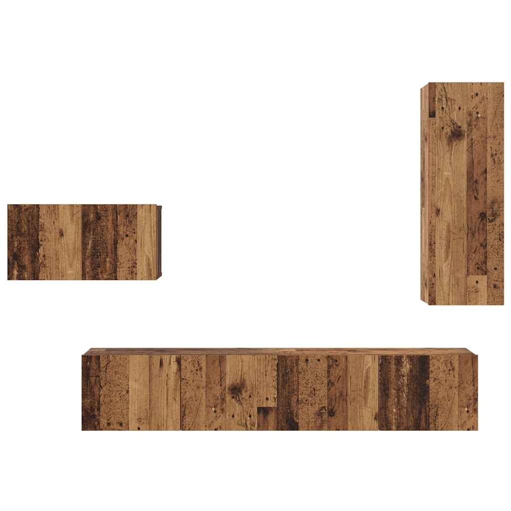 Ensemble meuble TV 4 pcs Bois Ancien Bois d'ingénierie - XIOS