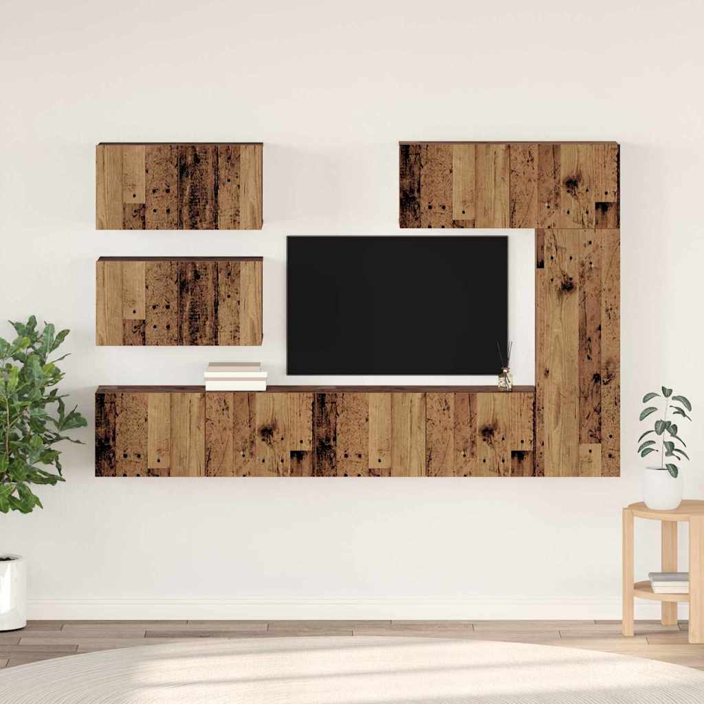 Ensemble meuble TV 6 pc Bois Ancien Bois d'ingénierie