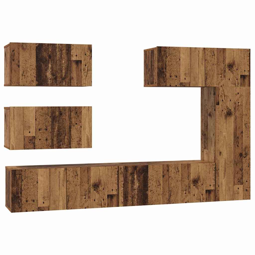 Ensemble meuble TV 6 pc Bois Ancien Bois d'ingénierie