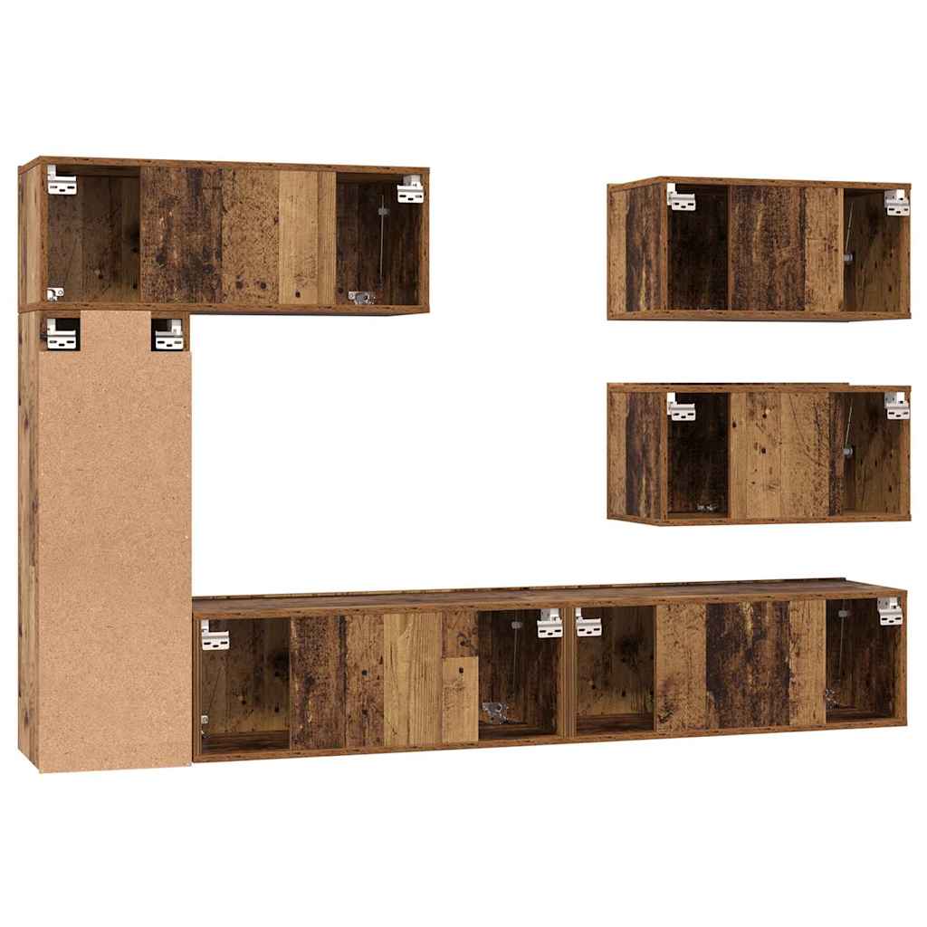 Ensemble meuble TV 6 pc Bois Ancien Bois d'ingénierie
