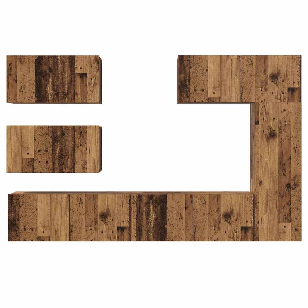 Ensemble meuble TV 6 pc Bois Ancien Bois d'ingénierie