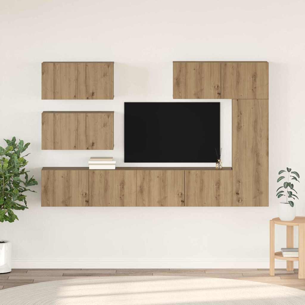 Ensemble meuble TV 6 pcs Chêne artisanal Bois d'ingénierie - XIOS