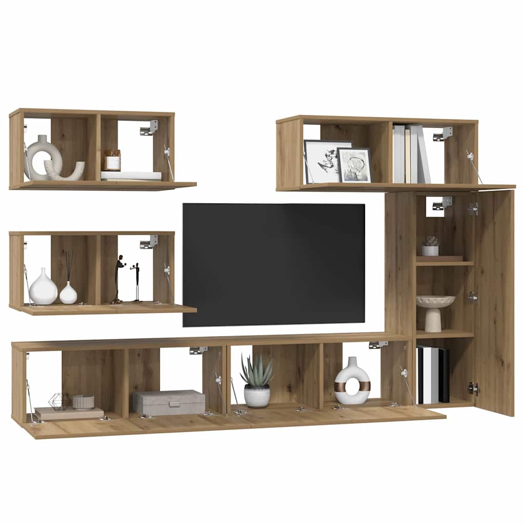 Ensemble meuble TV 6 pcs Chêne artisanal Bois d'ingénierie - XIOS