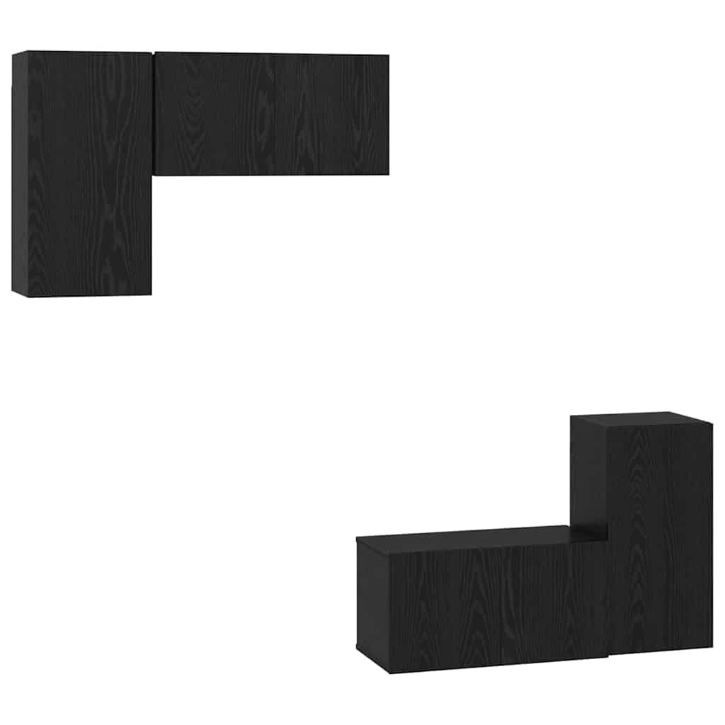 Ensemble meuble TV 4 pc Chêne noir Bois d'ingénierie