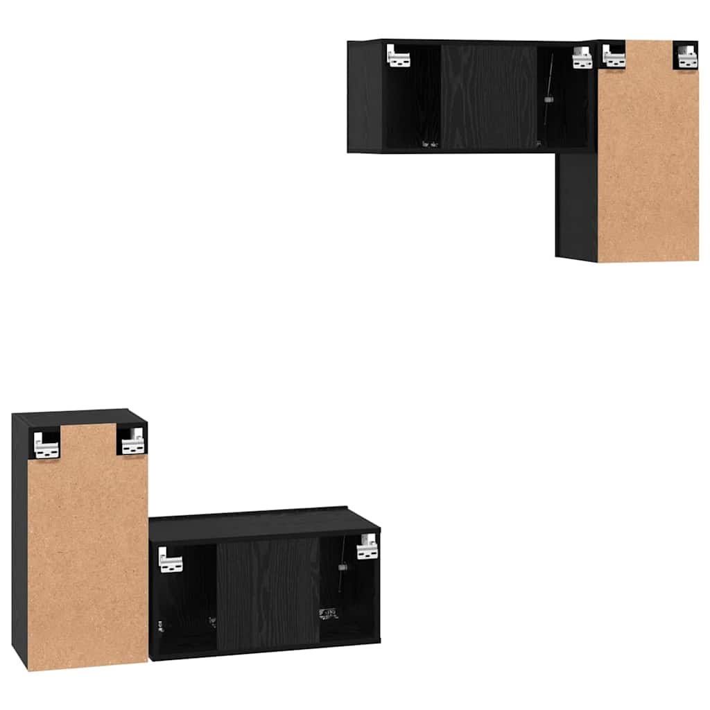 Ensemble meuble TV 4 pc Chêne noir Bois d'ingénierie