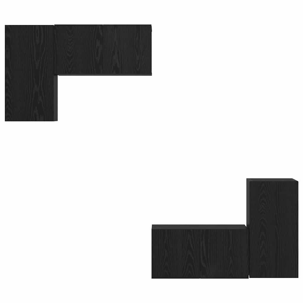 Ensemble meuble TV 4 pc Chêne noir Bois d'ingénierie
