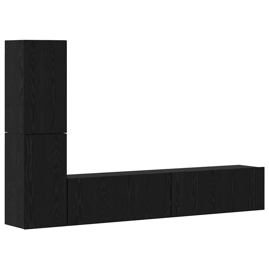 Meuble TV mural 2 pc Chêne noir Bois d'ingénierie