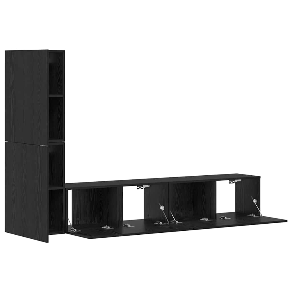Meuble TV mural 2 pc Chêne noir Bois d'ingénierie