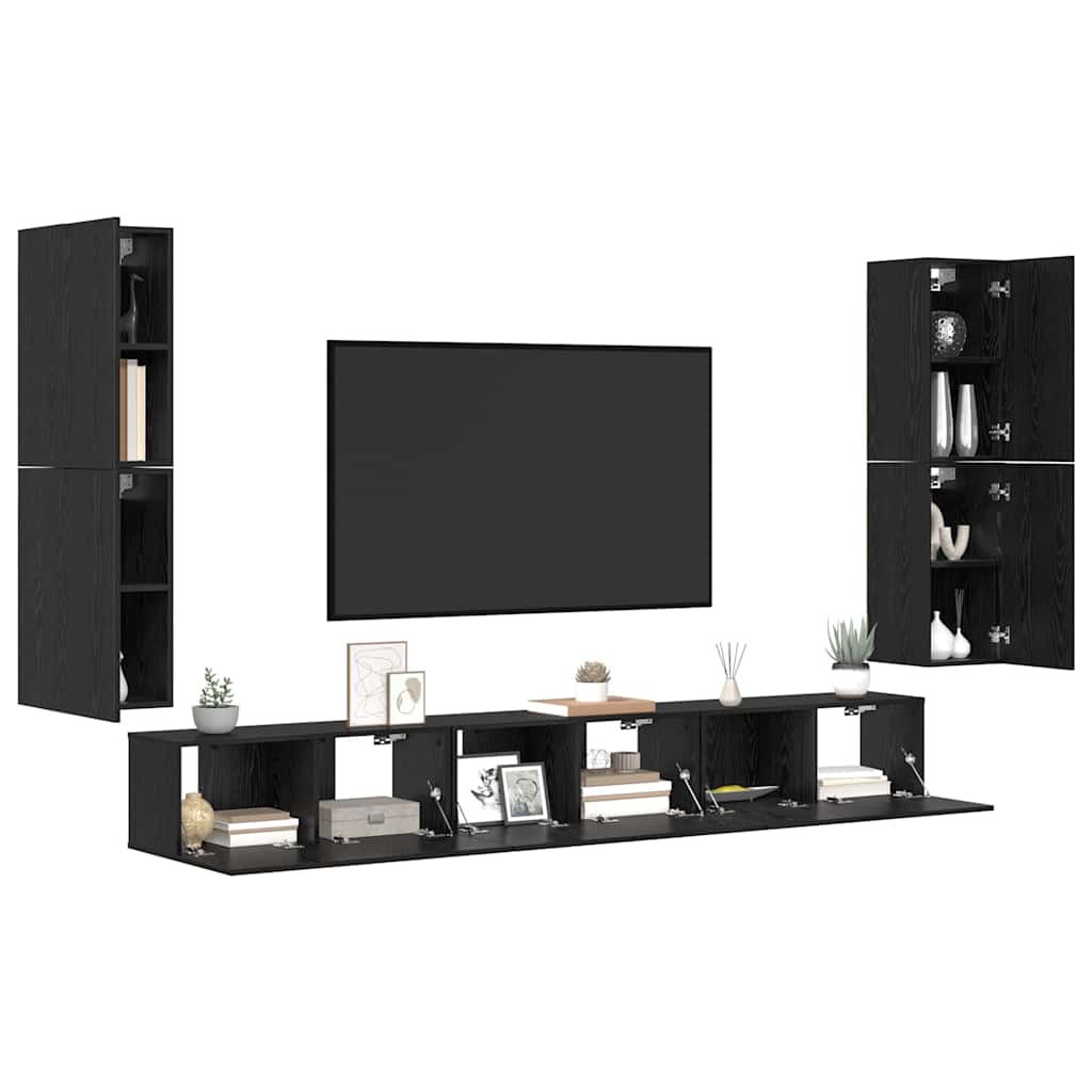 Unites TV 4 pc Chêne noir Bois d'ingénierie - XIOS