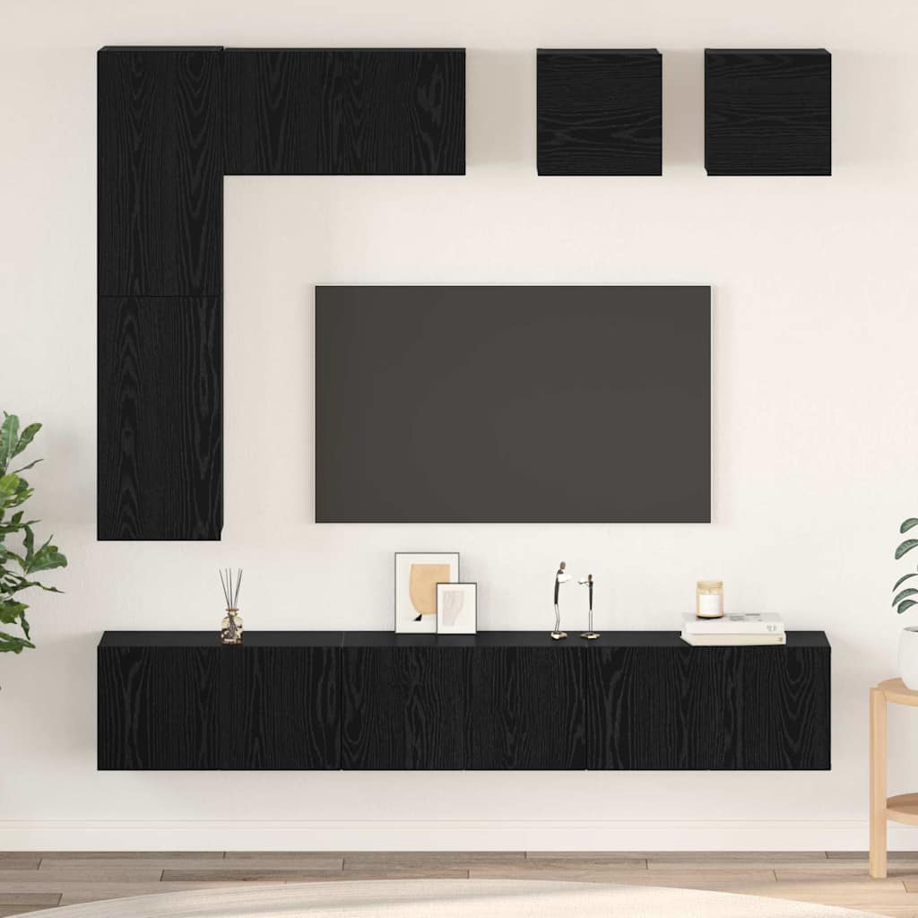 Ensemble meuble TV 8 pcs Chêne noir Bois d'ingénierie - XIOS