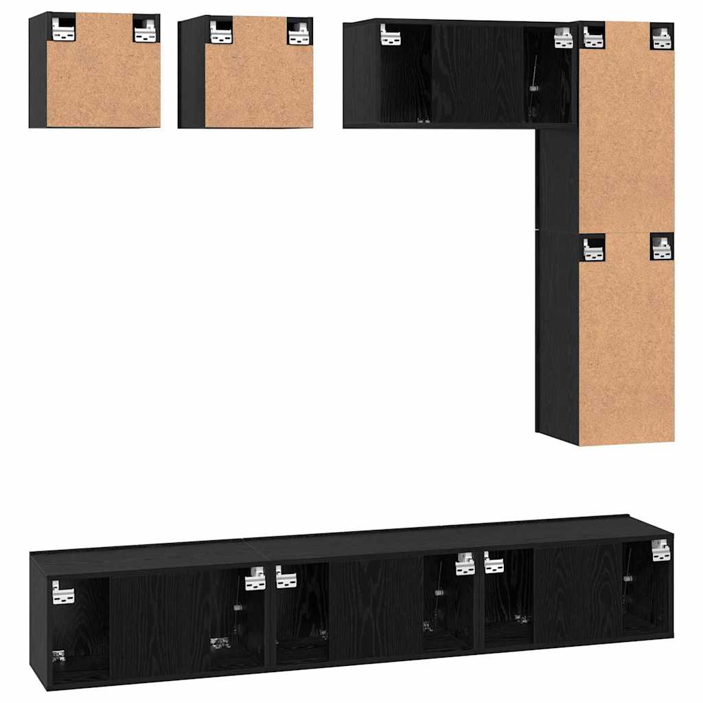 Ensemble meuble TV 8 pcs Chêne noir Bois d'ingénierie - XIOS