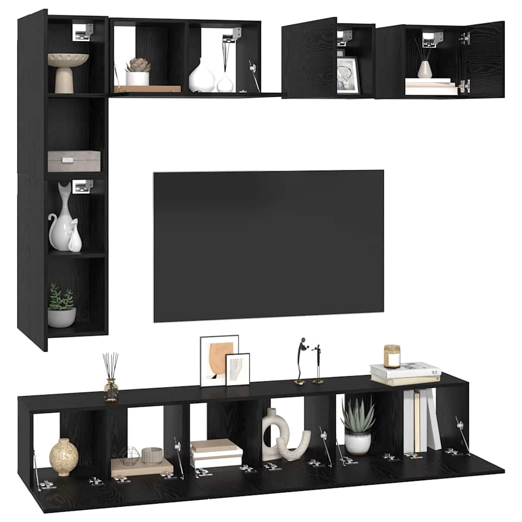 Ensemble meuble TV 8 pcs Chêne noir Bois d'ingénierie - XIOS