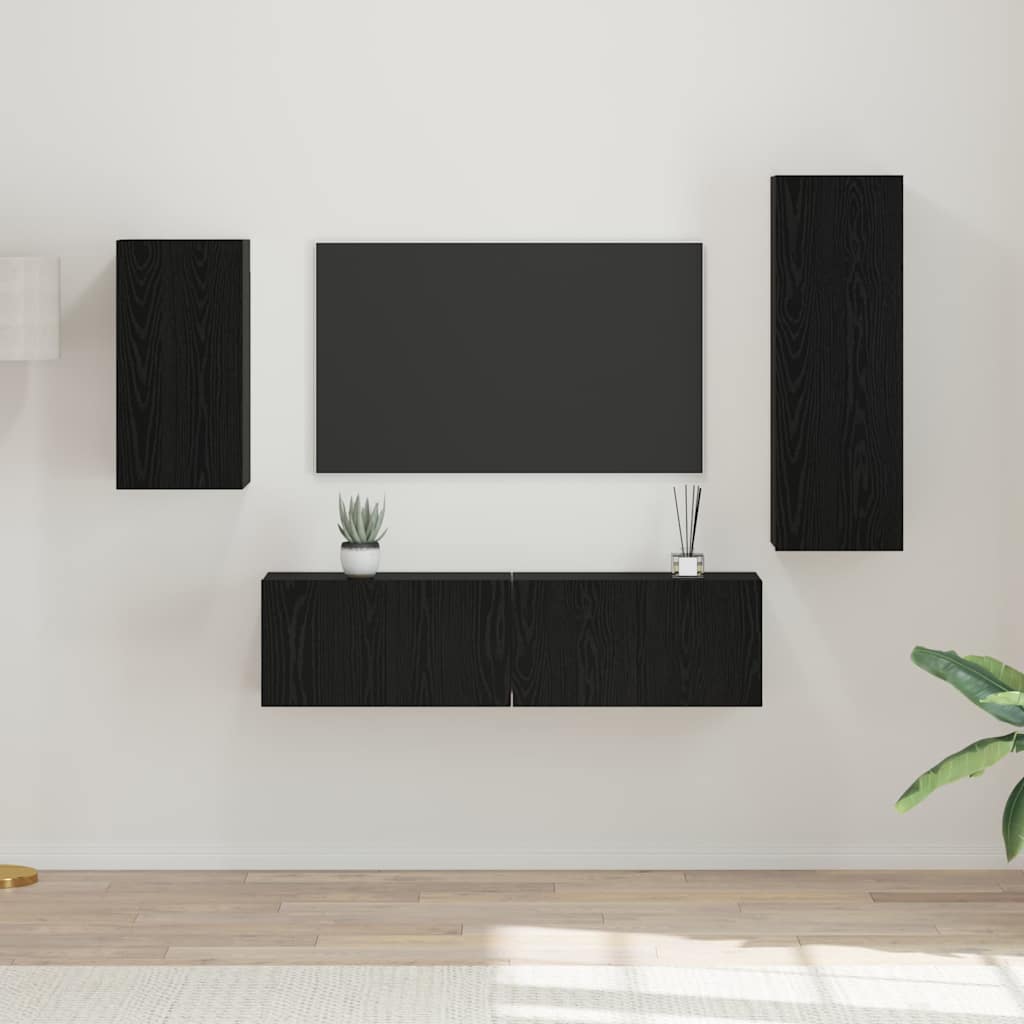 Ensemble meuble TV 4 pcs Chêne noir Bois d'ingénierie - XIOS