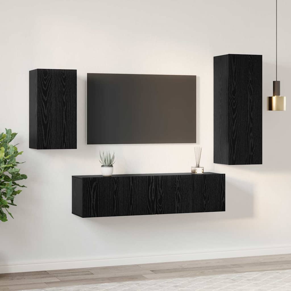 Ensemble meuble TV 4 pcs Chêne noir Bois d'ingénierie - XIOS