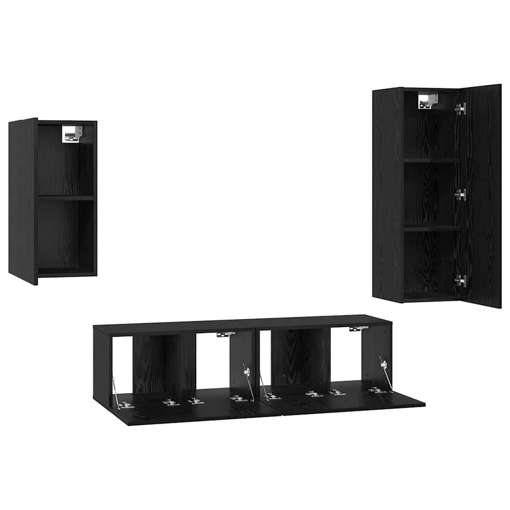 Ensemble meuble TV 4 pcs Chêne noir Bois d'ingénierie - XIOS