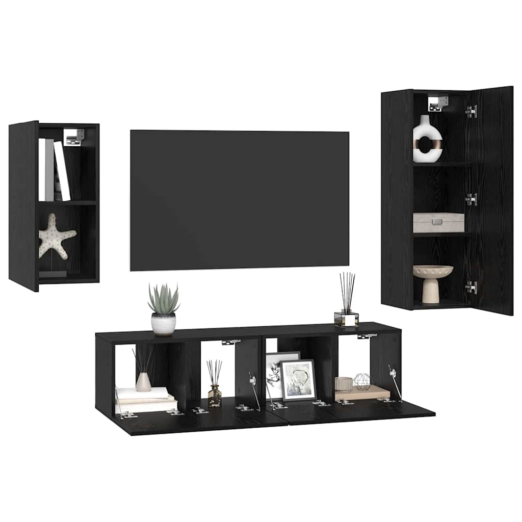 Ensemble meuble TV 4 pcs Chêne noir Bois d'ingénierie - XIOS