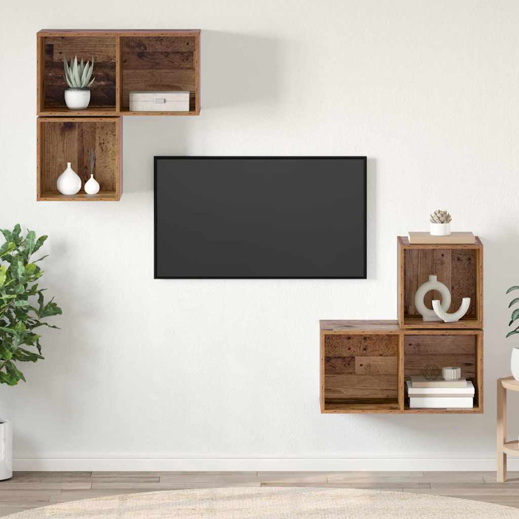 Ensemble meuble TV 4 pcs Bois Ancien Bois d'ingénierie - XIOS