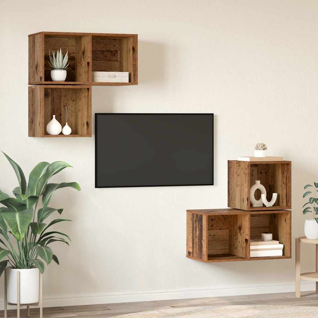 Ensemble meuble TV 4 pcs Bois Ancien Bois d'ingénierie - XIOS
