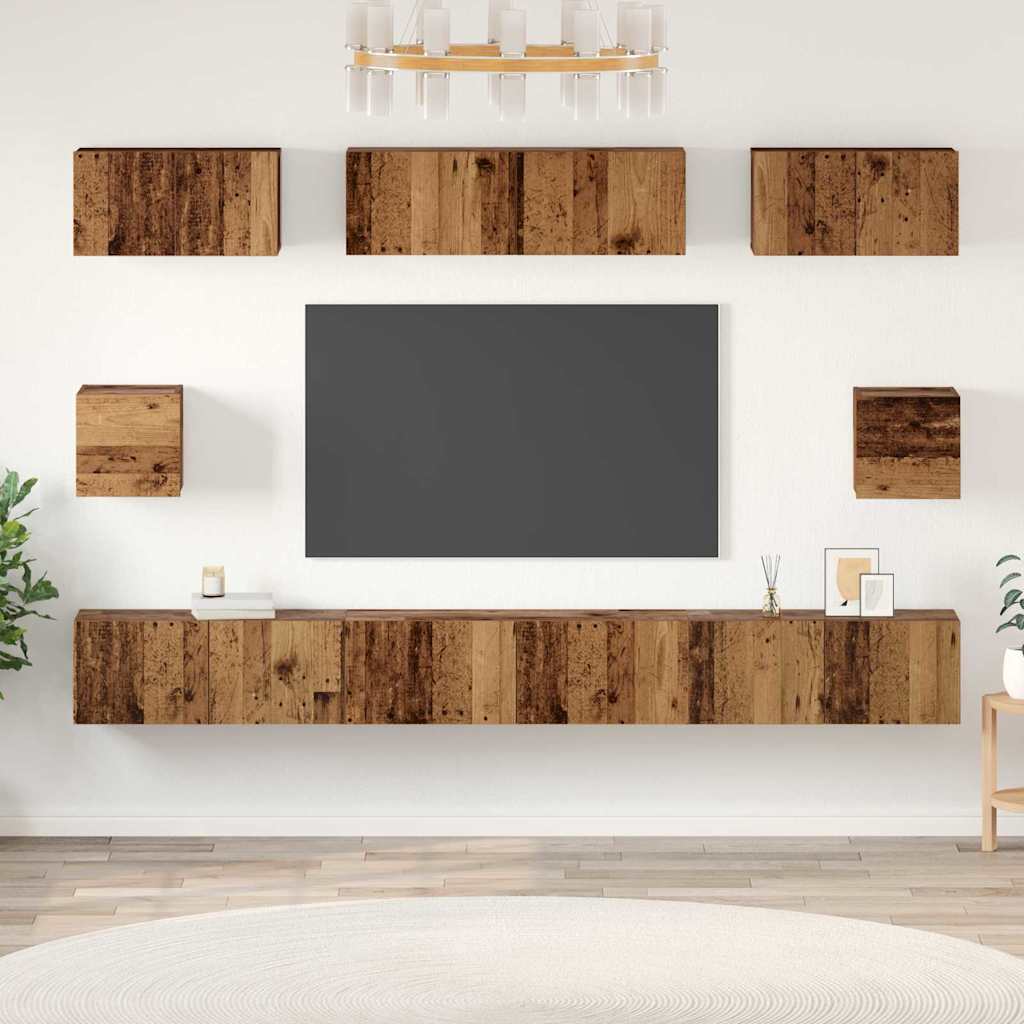 Ensemble meuble TV 8 pcs Bois Ancien Bois d'ingénierie - XIOS