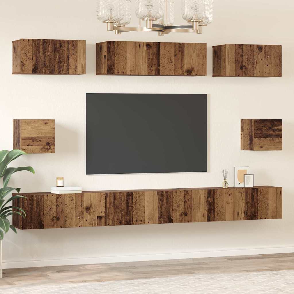 Ensemble meuble TV 8 pcs Bois Ancien Bois d'ingénierie - XIOS