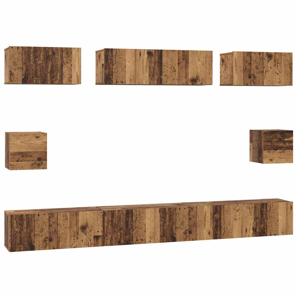 Ensemble meuble TV 8 pcs Bois Ancien Bois d'ingénierie - XIOS