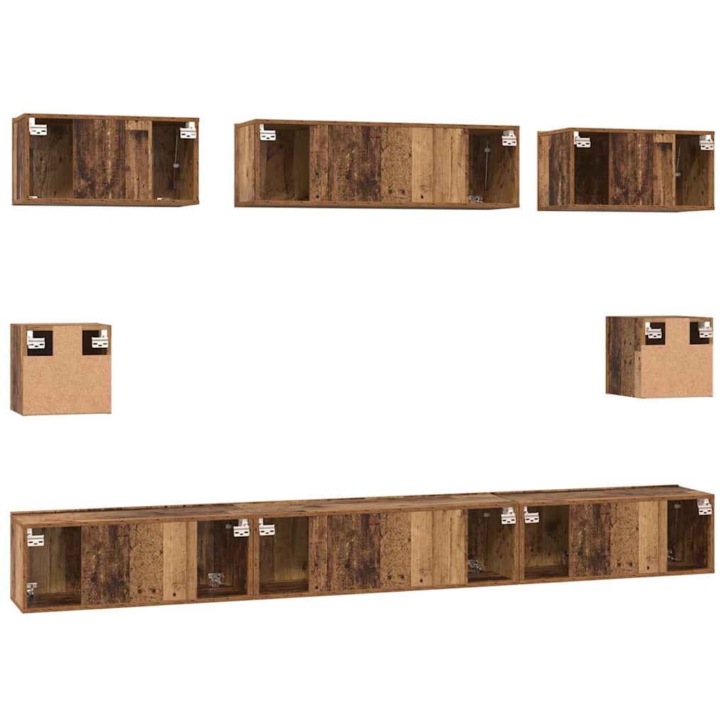 Ensemble meuble TV 8 pcs Bois Ancien Bois d'ingénierie - XIOS