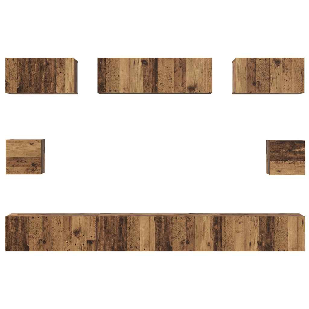 Ensemble meuble TV 8 pcs Bois Ancien Bois d'ingénierie - XIOS
