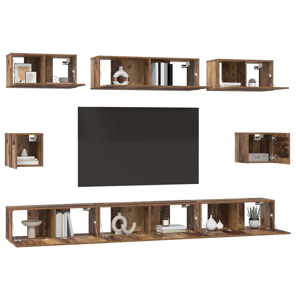 Ensemble meuble TV 8 pcs Bois Ancien Bois d'ingénierie - XIOS