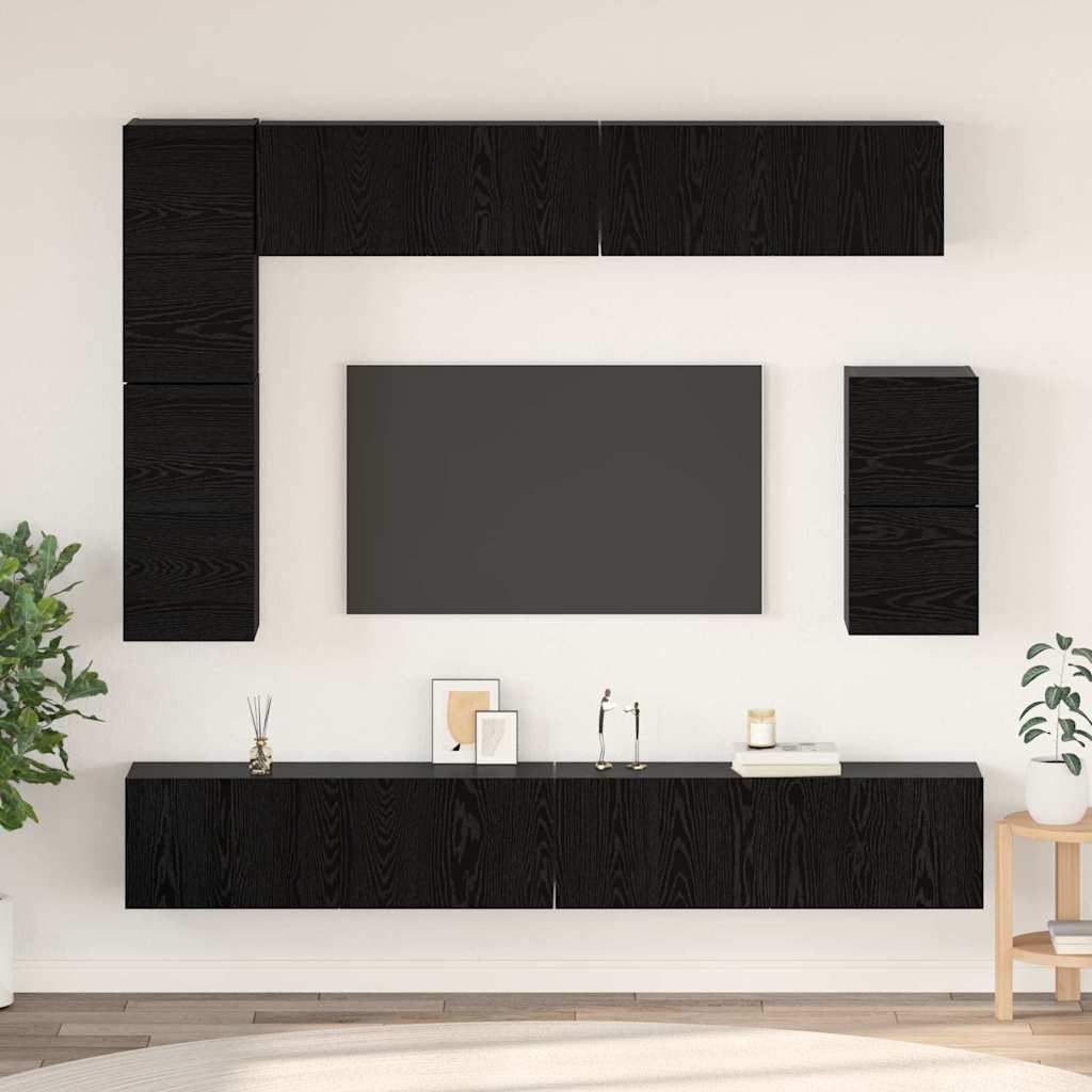Ensemble meuble TV 8 pcs Chêne noir Bois d'ingénierie - XIOS