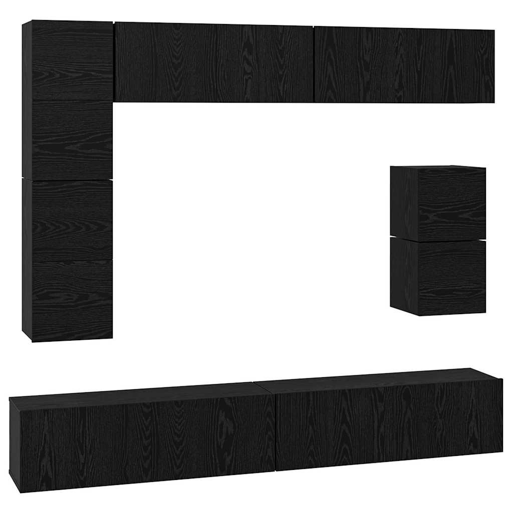 Ensemble meuble TV 8 pcs Chêne noir Bois d'ingénierie - XIOS