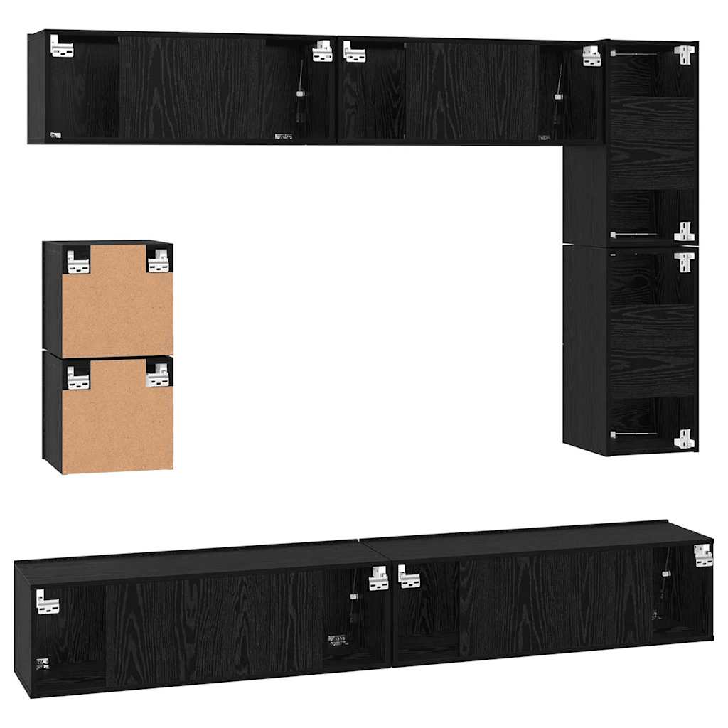Ensemble meuble TV 8 pcs Chêne noir Bois d'ingénierie - XIOS